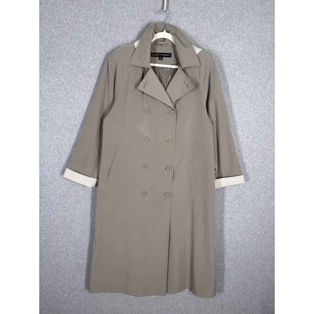 Fleet Street Trench Coat Womens 12P Khaki Tan Hood Rain Minimal Quiet‎ Milky *